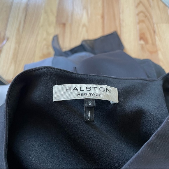 Halston Heritage Black Satin Organza Sleeveless Ombre Degrade Tiered Gown EUC 2 - Picture 11 of 12